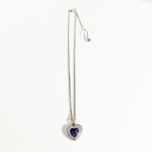 NWT Brighton Neptune’s Rings African Amethyst Heart Reversible Necklace Silver